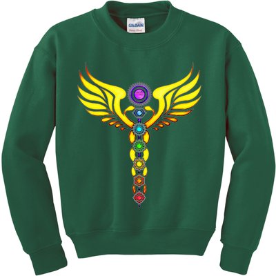 Caduceus With 7 Chakras Kids Sweatshirt