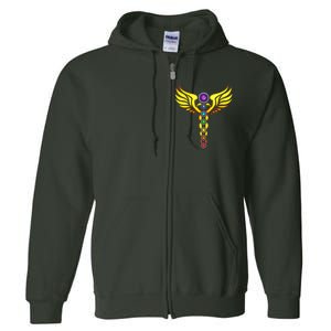 Caduceus With 7 Chakras Full Zip Hoodie