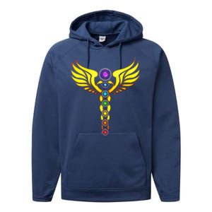 Caduceus With 7 Chakras Performance Fleece Hoodie