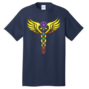 Caduceus With 7 Chakras Tall T-Shirt