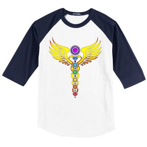 Caduceus With 7 Chakras Baseball Sleeve Shirt