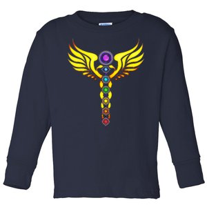 Caduceus With 7 Chakras Toddler Long Sleeve Shirt