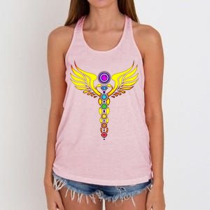 Caduceus With 7 Chakras Women's Knotted Racerback Tank