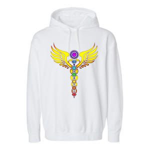 Caduceus With 7 Chakras Garment-Dyed Fleece Hoodie