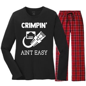 Crimpin AinT Easy Funny Network Systems Engineer Women's Long Sleeve Flannel Pajama Set 