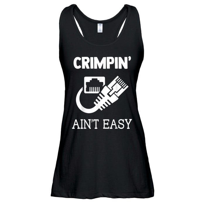 Crimpin AinT Easy Funny Network Systems Engineer Ladies Essential Flowy Tank