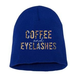 Coffee And Eyelashes Leopard Lash Artist Lash Tech Gift Short Acrylic Beanie