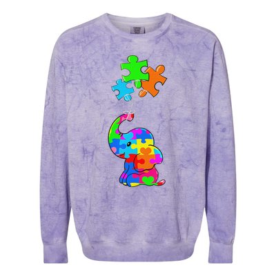 Cute Autism Elephant Autism Awareness Autistic Colorblast Crewneck Sweatshirt