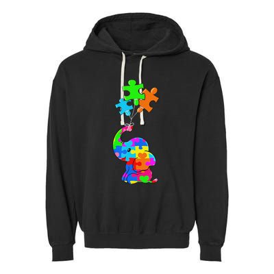 Cute Autism Elephant Autism Awareness Autistic Garment-Dyed Fleece Hoodie