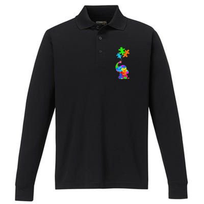 Cute Autism Elephant Autism Awareness Autistic Performance Long Sleeve Polo