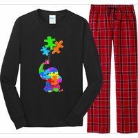 Cute Autism Elephant Autism Awareness Autistic Long Sleeve Pajama Set