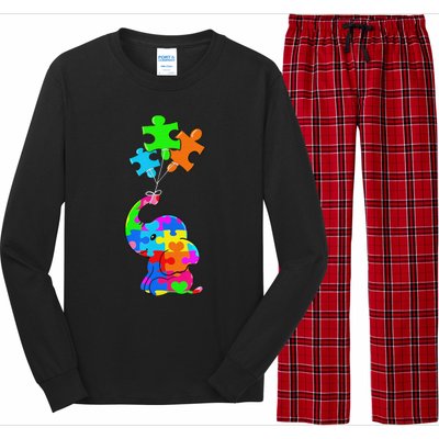 Cute Autism Elephant Autism Awareness Autistic Long Sleeve Pajama Set