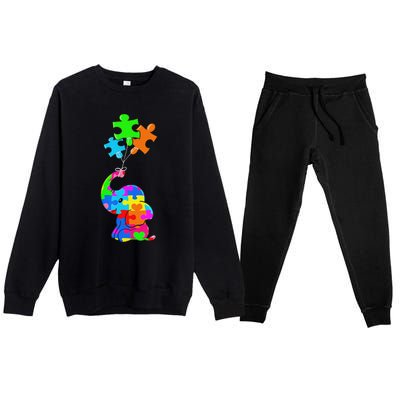 Cute Autism Elephant Autism Awareness Autistic Premium Crewneck Sweatsuit Set