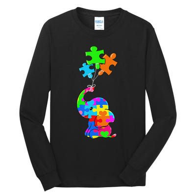 Cute Autism Elephant Autism Awareness Autistic Tall Long Sleeve T-Shirt