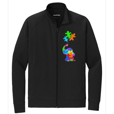 Cute Autism Elephant Autism Awareness Autistic Stretch Full-Zip Cadet Jacket