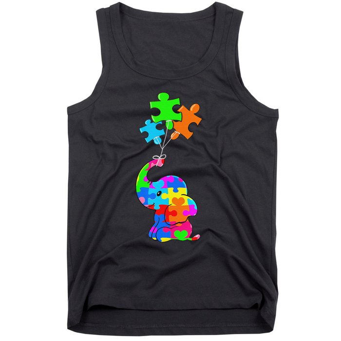 Cute Autism Elephant Autism Awareness Autistic Tank Top