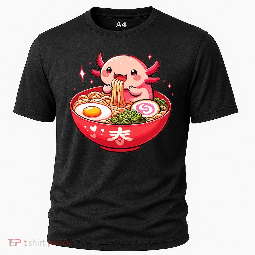 Cute Axolotl Eats Ramen Noodles Axolotls Ramen Performance Shirt