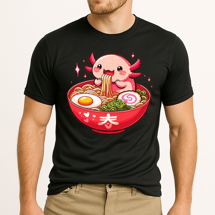 Cute Axolotl Eats Ramen Noodles Axolotls Ramen Performance Shirt