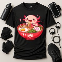Cute Axolotl Eats Ramen Noodles Axolotls Ramen Performance Shirt