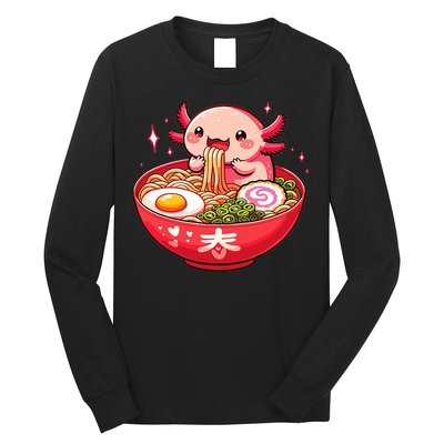 Cute Axolotl Eats Ramen Noodles Axolotls Ramen Long Sleeve Shirt