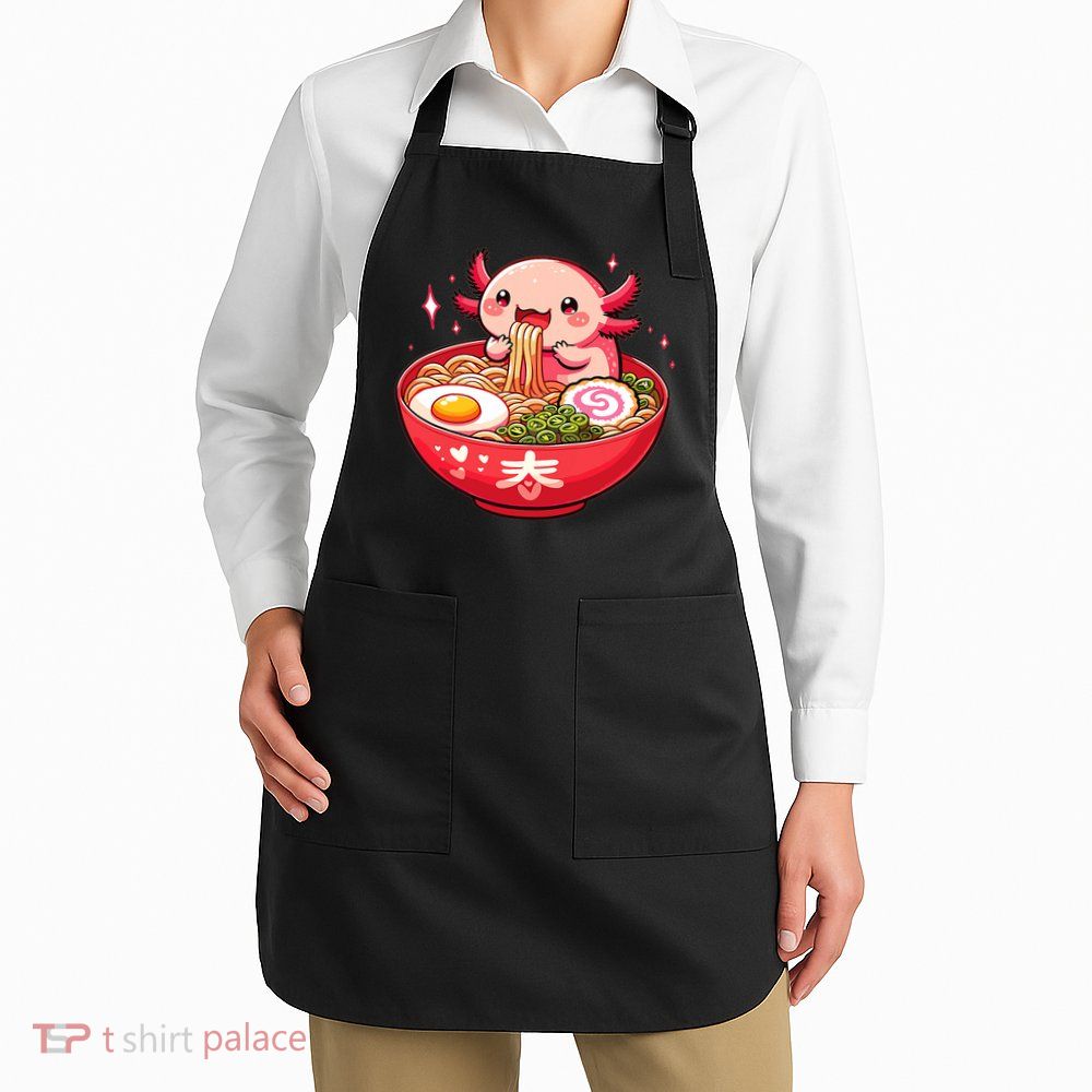 Cute Axolotl Eats Ramen Noodles Axolotls Ramen Apron