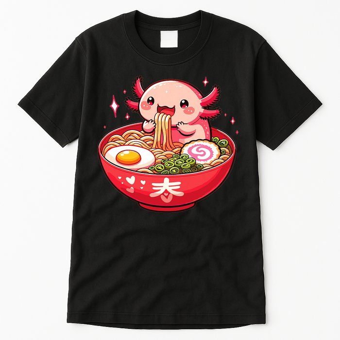 Cute Axolotl Eats Ramen Noodles Axolotls Ramen Tall T-Shirt