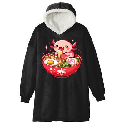 Cute Axolotl Eats Ramen Noodles Axolotls Ramen Hooded Wearable Blanket
