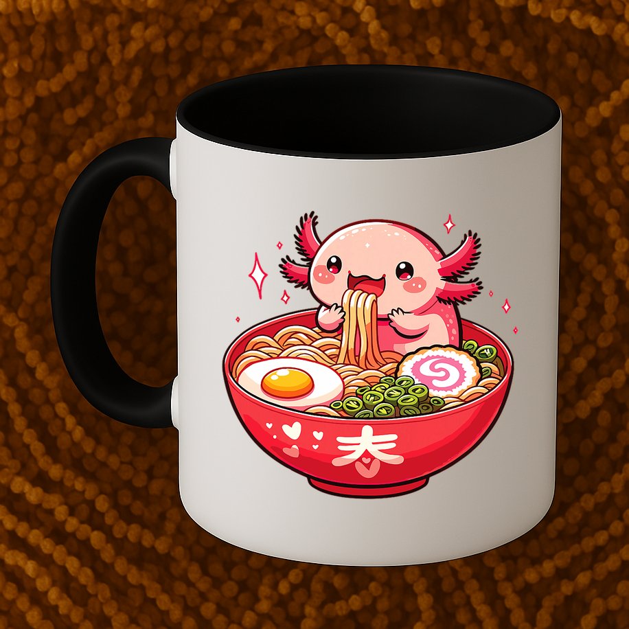 Cute Axolotl Eats Ramen Noodles Axolotls Ramen Mug