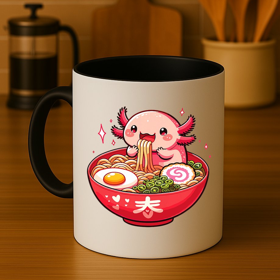Cute Axolotl Eats Ramen Noodles Axolotls Ramen Mug