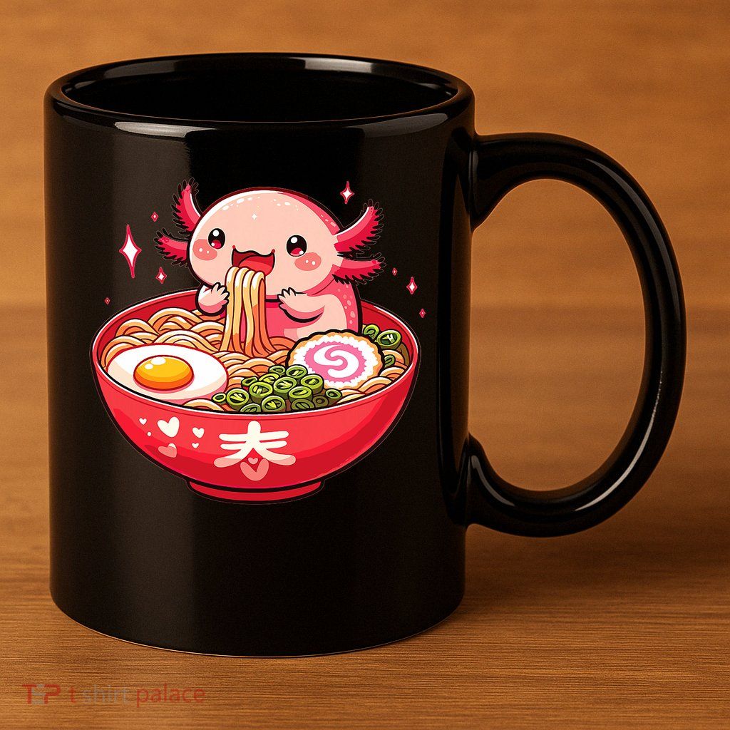 Cute Axolotl Eats Ramen Noodles Axolotls Ramen 11oz C Handle Ceramic Mug
