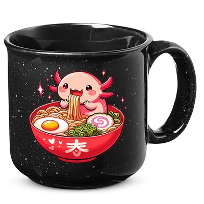 Cute Axolotl Eats Ramen Noodles Axolotls Ramen 15oz Campfire Ceramic Mug