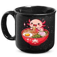Cute Axolotl Eats Ramen Noodles Axolotls Ramen 15oz Campfire Ceramic Mug