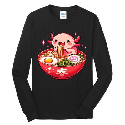 Cute Axolotl Eats Ramen Noodles Axolotls Ramen Tall Long Sleeve T-Shirt