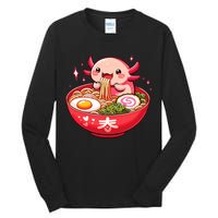 Cute Axolotl Eats Ramen Noodles Axolotls Ramen Tall Long Sleeve T-Shirt