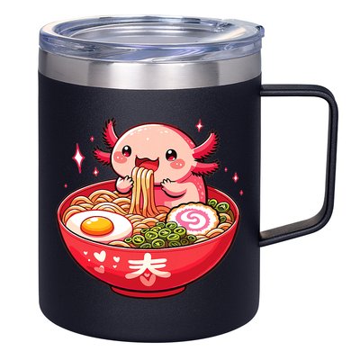 Cute Axolotl Eats Ramen Noodles Axolotls Ramen 12oz Stainless Steel Coffee Mug