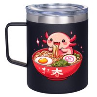 Cute Axolotl Eats Ramen Noodles Axolotls Ramen 12oz Stainless Steel Coffee Mug