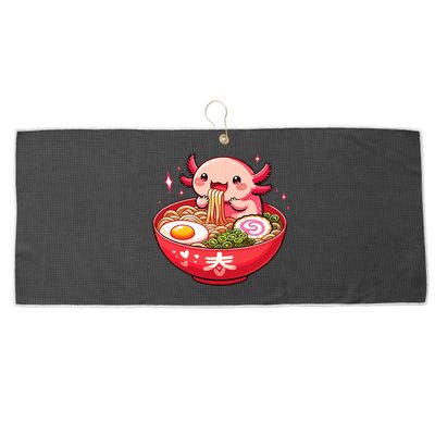 Cute Axolotl Eats Ramen Noodles Axolotls Ramen Large Microfiber Waffle Golf Towel