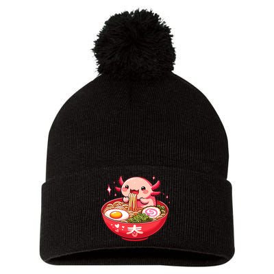 Cute Axolotl Eats Ramen Noodles Axolotls Ramen Pom Pom 12in Knit Beanie