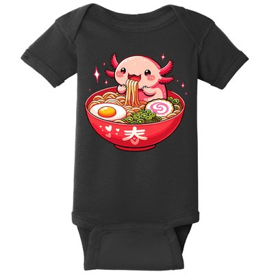 Cute Axolotl Eats Ramen Noodles Axolotls Ramen Baby Bodysuit