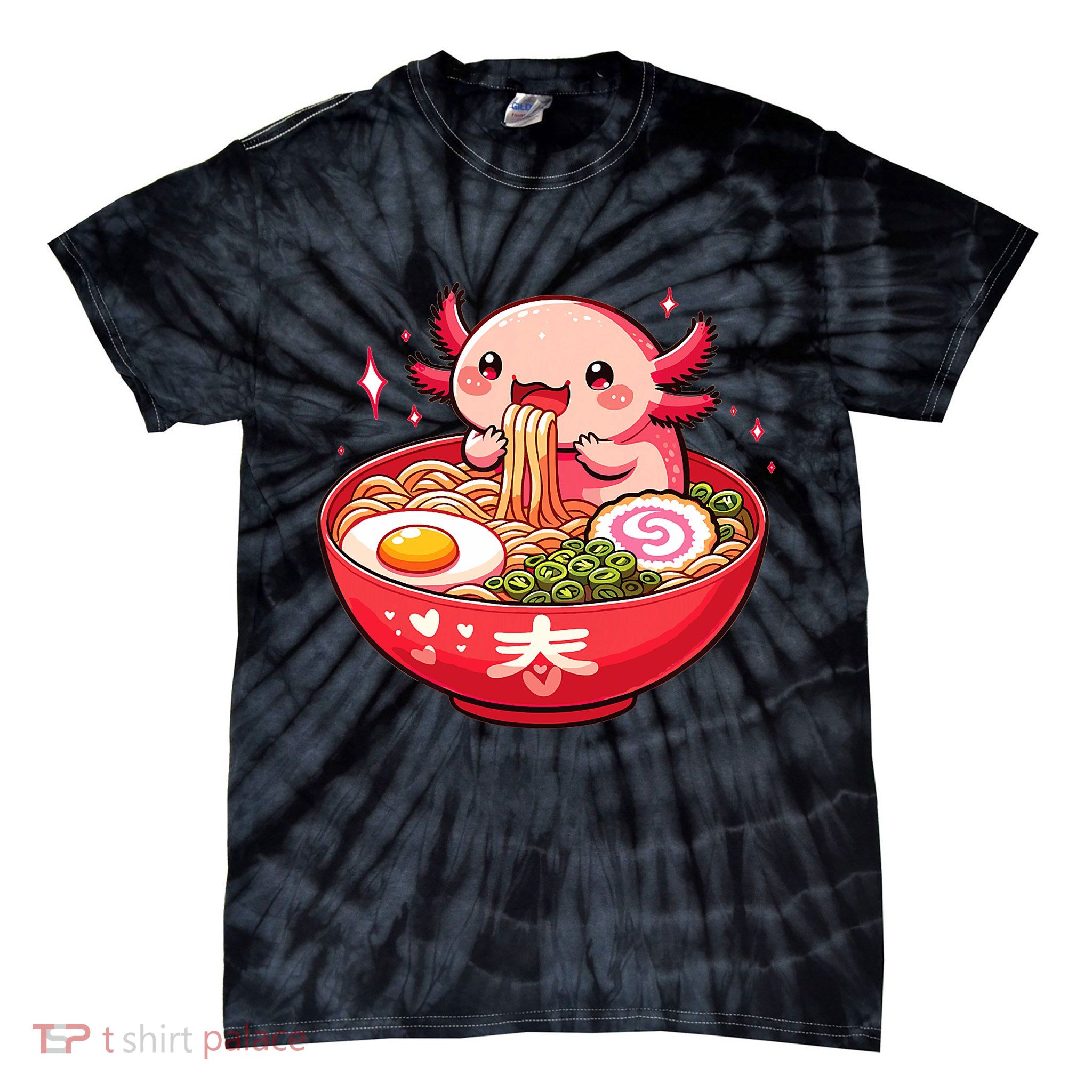 Cute Axolotl Eats Ramen Noodles Axolotls Ramen Tie-Dye T-Shirt