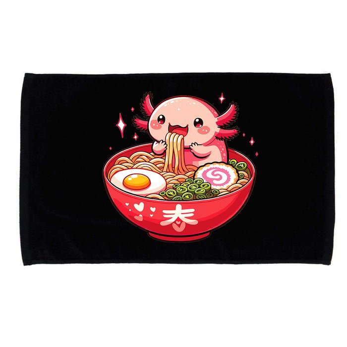 Cute Axolotl Eats Ramen Noodles Axolotls Ramen Microfiber Hand Towel