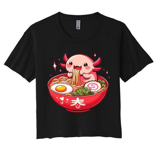 Cute Axolotl Eats Ramen Noodles Axolotls Ramen Crop Top