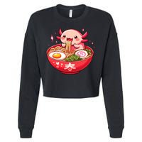Cute Axolotl Eats Ramen Noodles Axolotls Ramen Cropped Pullover Crew
