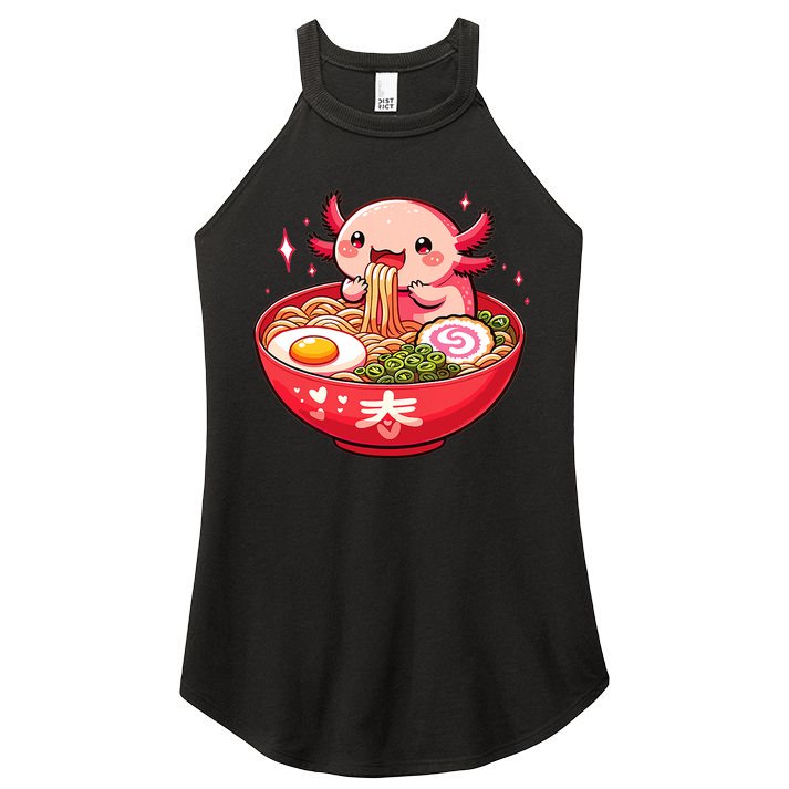 Cute Axolotl Eats Ramen Noodles Axolotls Ramen Women's Perfect Tri Rocker Tank