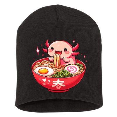 Cute Axolotl Eats Ramen Noodles Axolotls Ramen Short Acrylic Beanie