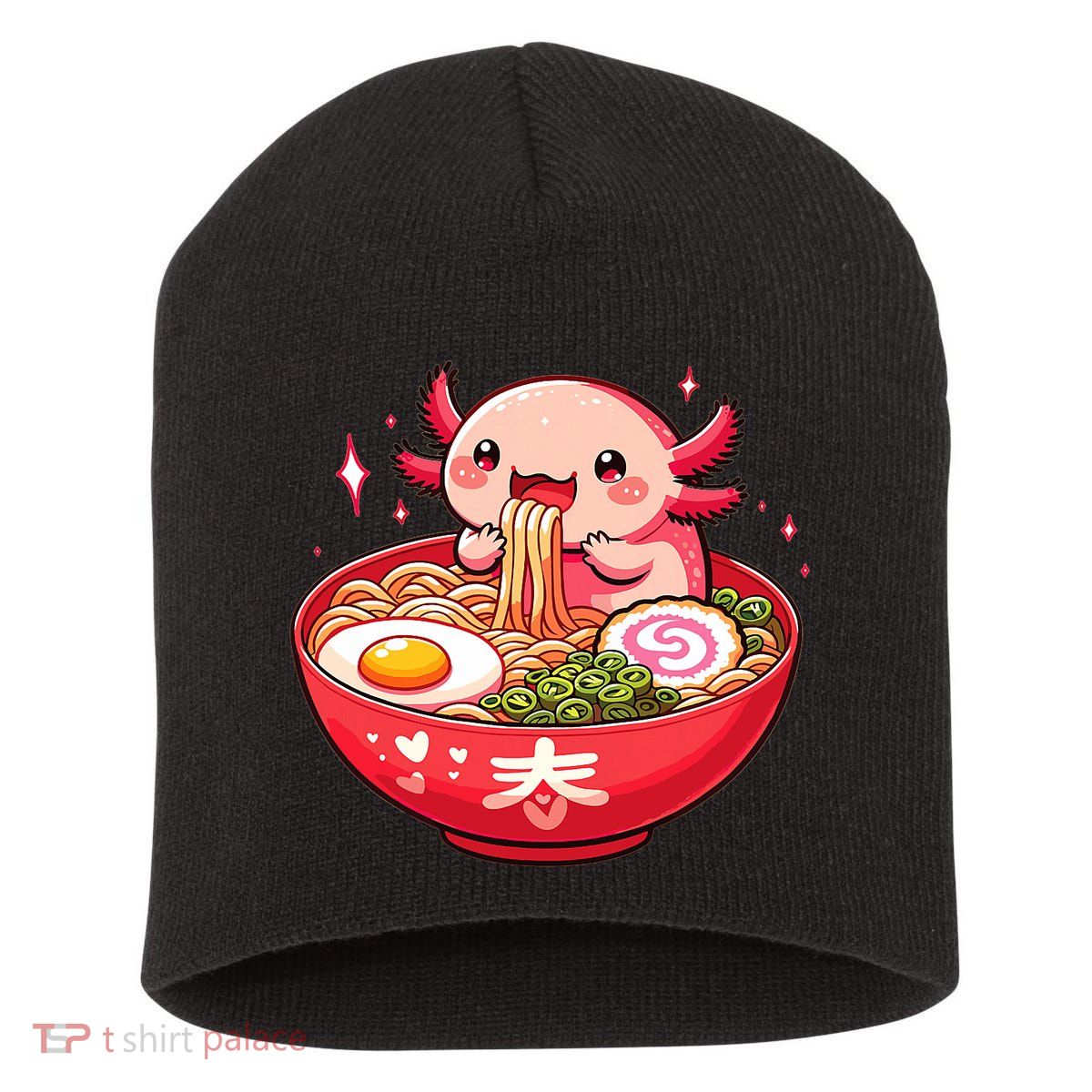 Cute Axolotl Eats Ramen Noodles Axolotls Ramen Short Acrylic Beanie