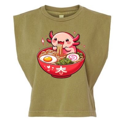 Cute Axolotl Eats Ramen Noodles Axolotls Ramen Garment-Dyed Women's Muscle Tee