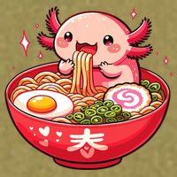 Cute Axolotl Eats Ramen Noodles Axolotls Ramen Garment-Dyed Women's Muscle Tee