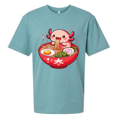 Cute Axolotl Eats Ramen Noodles Axolotls Ramen Sueded Cloud Jersey T-Shirt