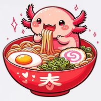 Cute Axolotl Eats Ramen Noodles Axolotls Ramen Garment-Dyed Sweatshirt